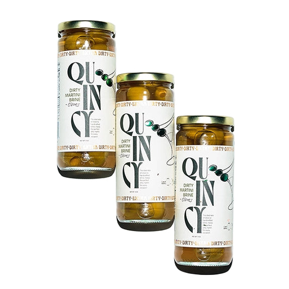 Three jars of Quincy jam on a white background