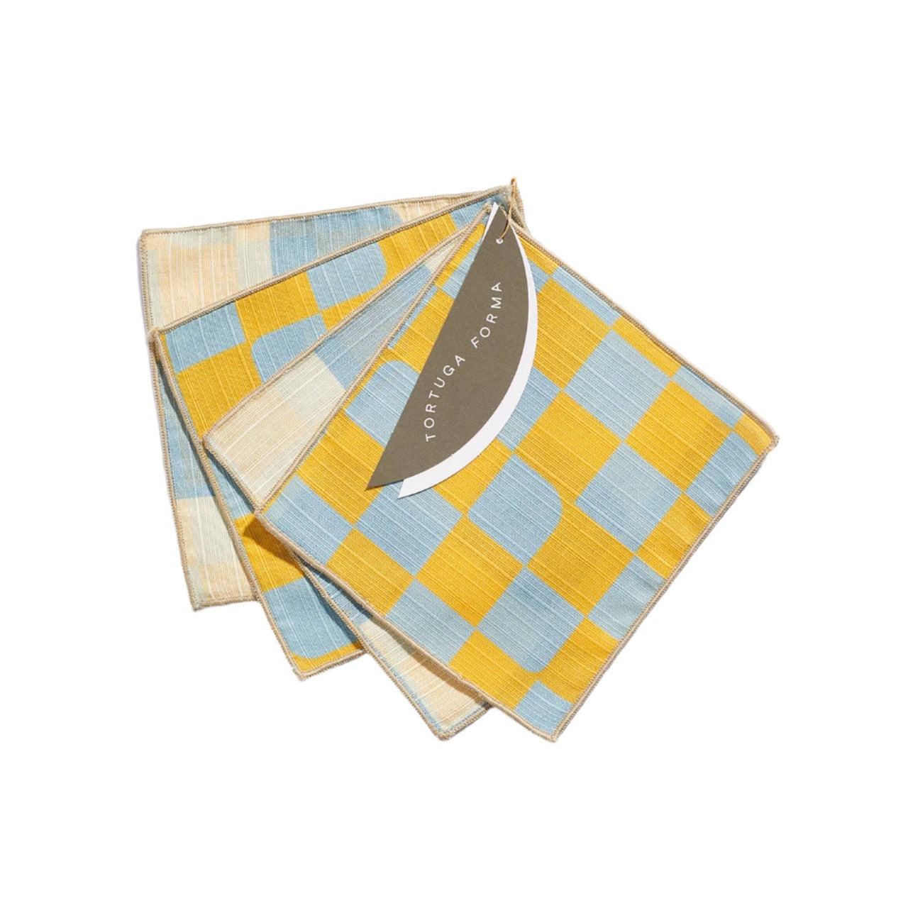 Cocktail Napkin Checker Sky