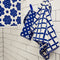 Navy Pattern Hand Towel - Raspberry