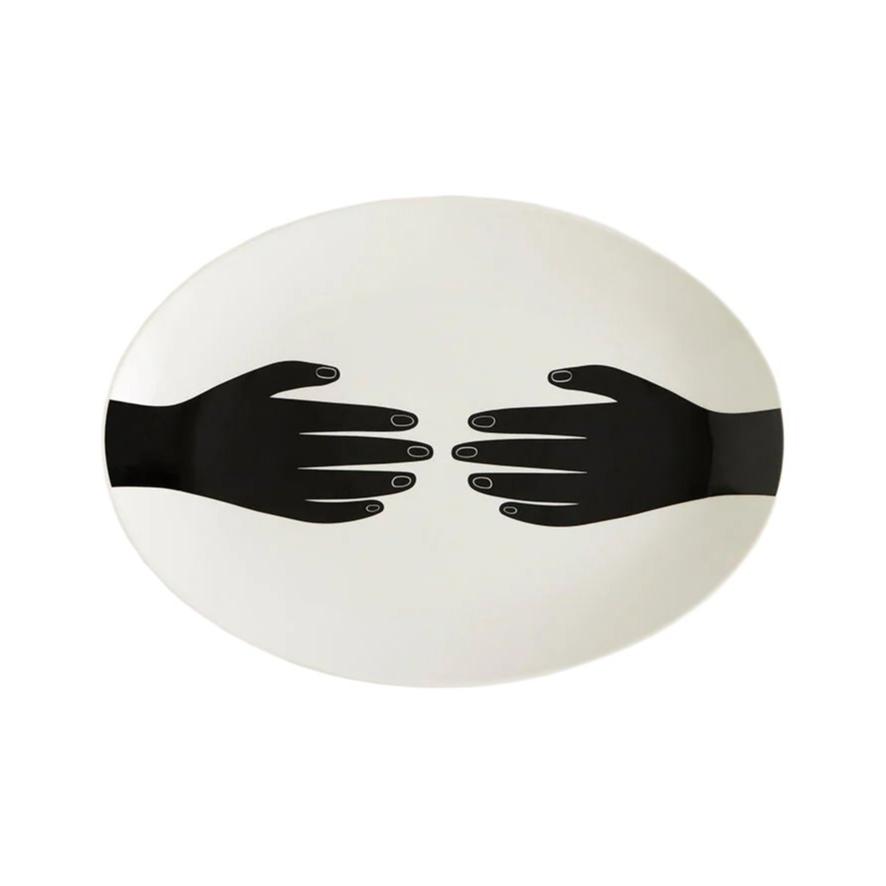 serving platter with hands