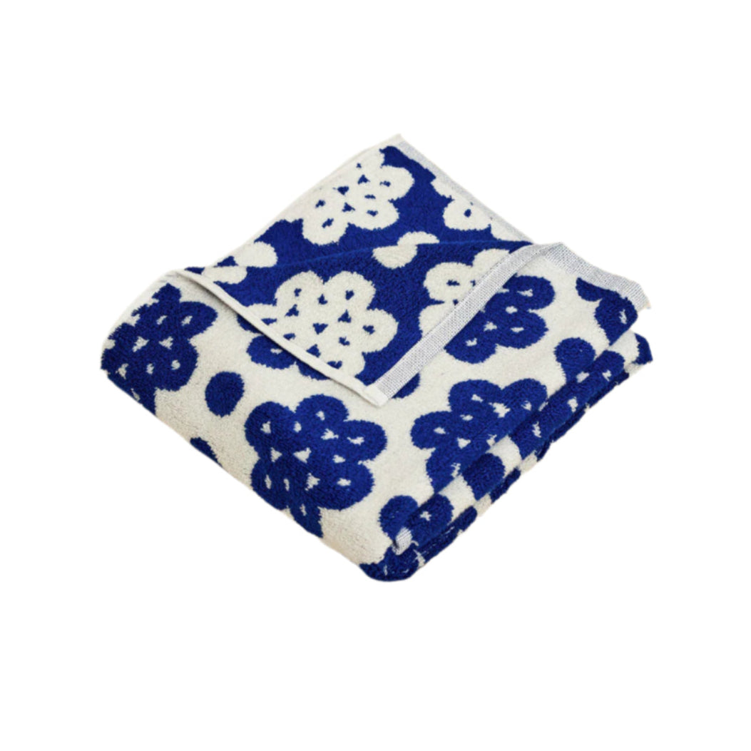 Navy Pattern Hand Towel - Raspberry