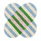 Clover-shaped bath mat with pastel color pattern on a grid background