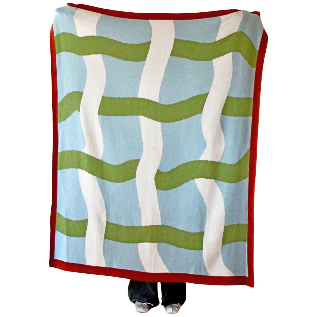 Knit Throw - Color Weave - Soft Blue