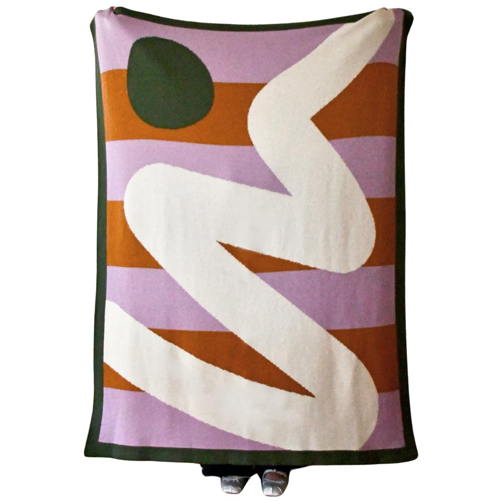 Knit Throw - Squiggle Stripe - Pine
