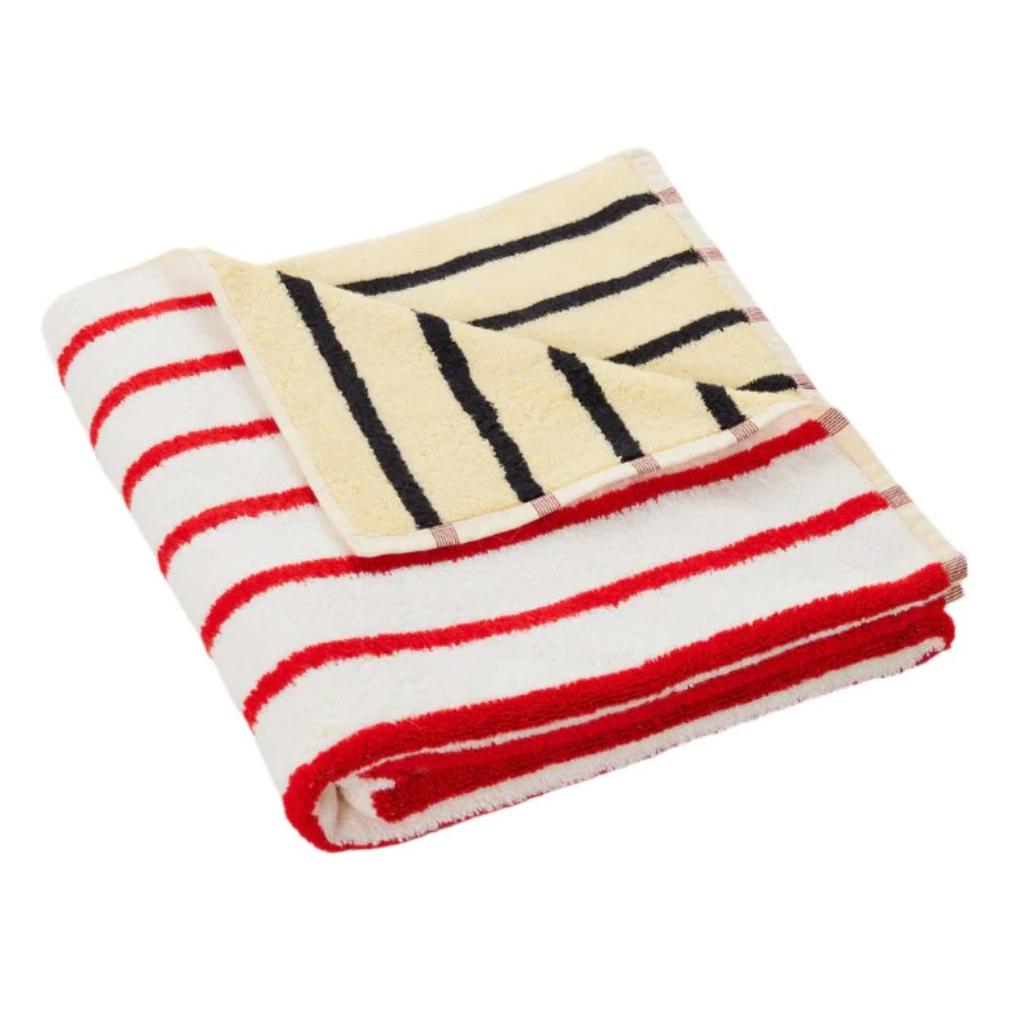 House Stripe Towel Stucco folded