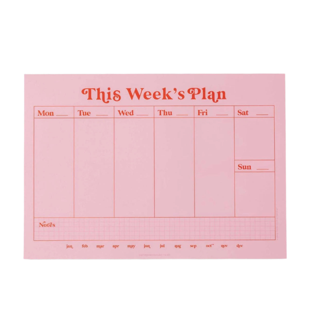 Weekly Planner Pad - Pink & Red