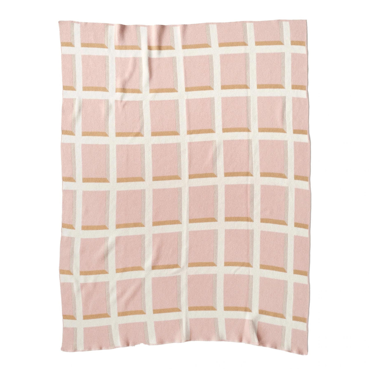 Windowpane Knit Throw Blanket in Blush