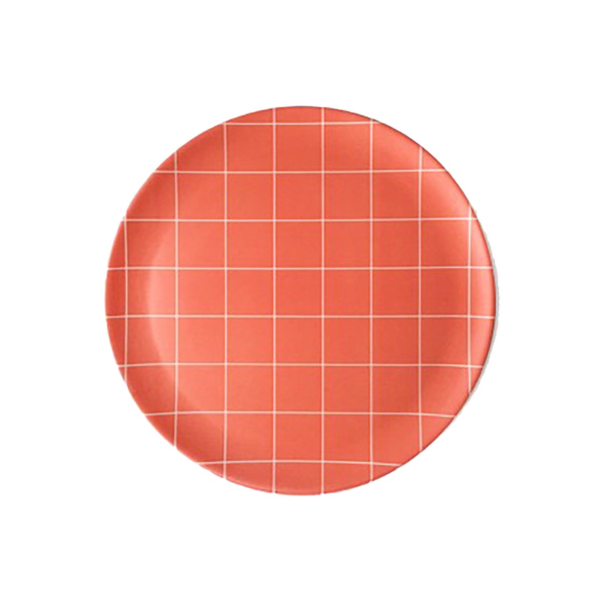 Bamboo Side Plate - Red Grid