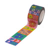 Colorful, floral patterned tape roll on a white background