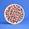 Round birch tray with cherry pattern