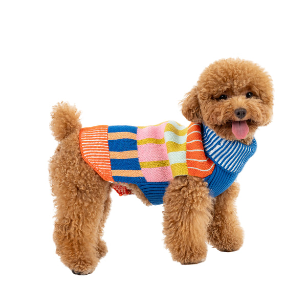Pink Dogo Monster PuppyPAWer Color Stripes Dog Hoodie Sweater Multi X-Small