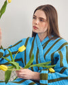 Waffle Cotton Robe - Blue
