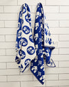 Navy Pattern Bath Towel - Bouquet