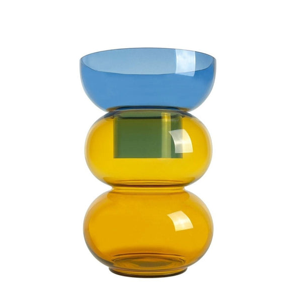 Bubble Flip Vase Medium Blue and Yellow