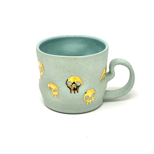 Skull Mug - Blue with Gold