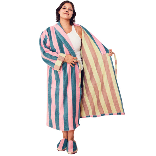 striped bathrobe