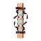 Decorative holiday cracker with plaid design and striped ends on a beige background