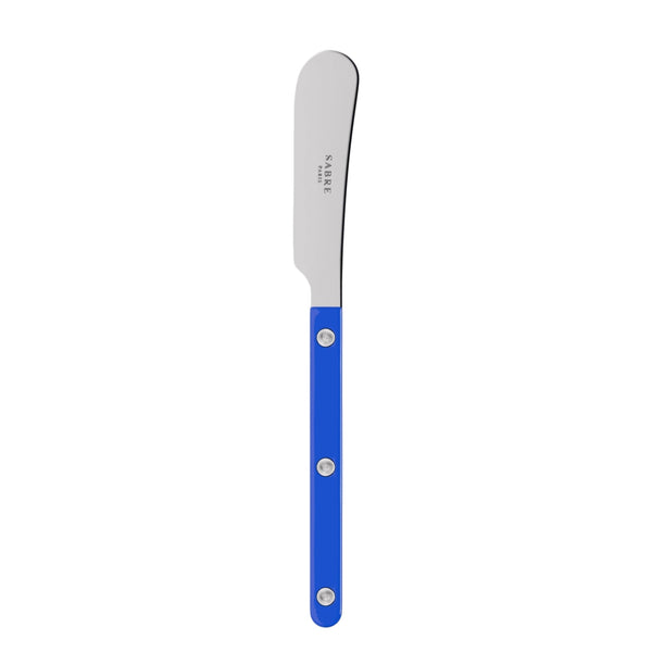 Knife with a blue handle on a white background