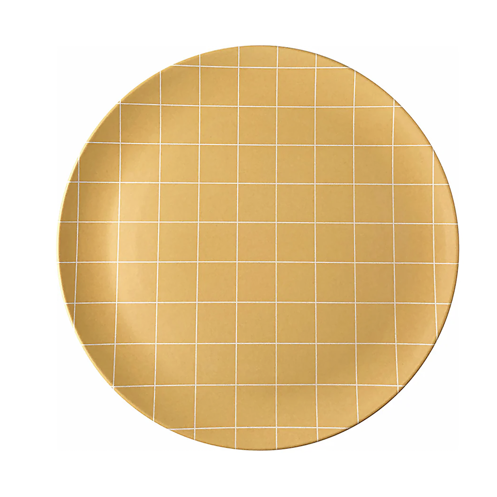Bamboo Dinner Plate - Orange Grid