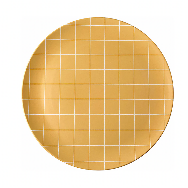 Bamboo Dinner Plate - Orange Grid