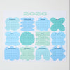 2026 calendar with blue and green gradient design on a white background