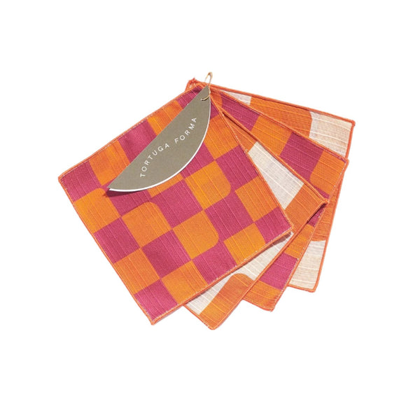 Cocktail Napkin Checker Sunrise