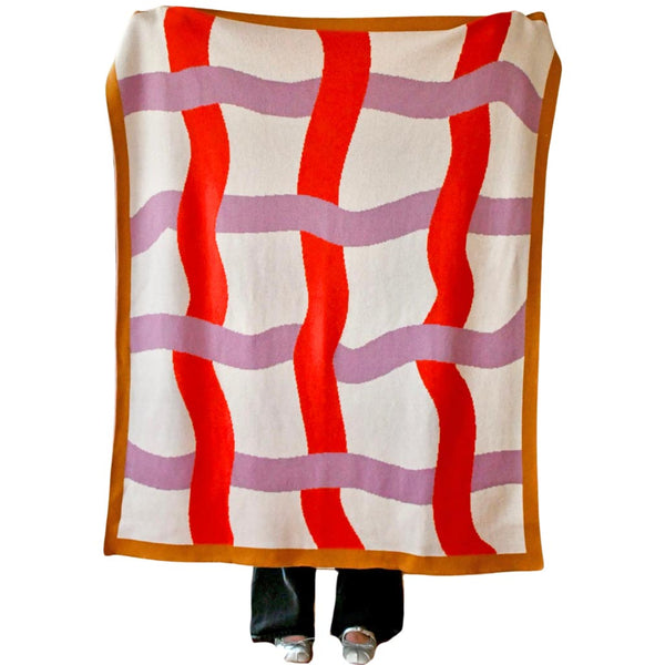 Knit Throw - Color Weave - Bright Red