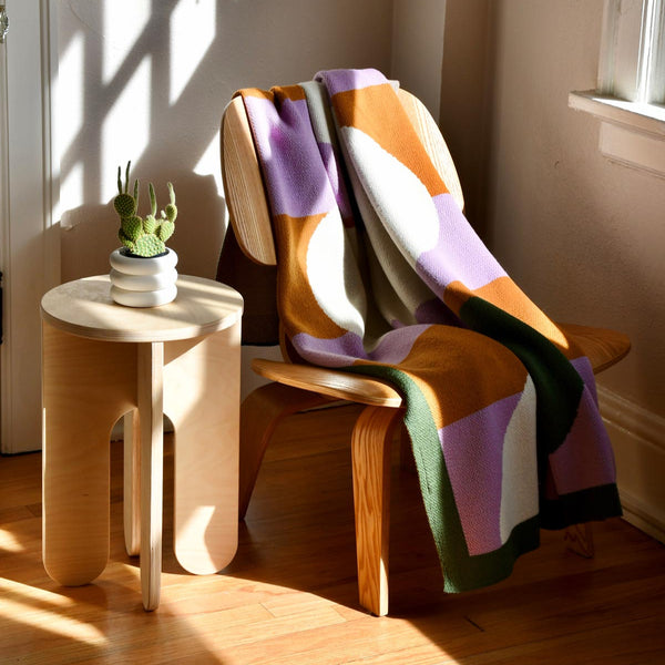 Knit Throw - Squiggle Stripe - Pine