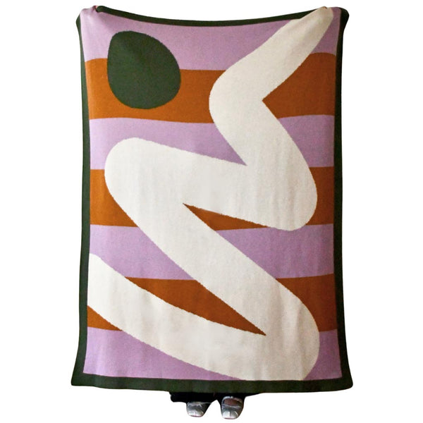 Knit Throw - Squiggle Stripe - Pine