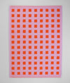 Red and Lilac Tea Towel Geometric Design