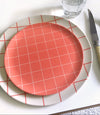 Bamboo Side Plate - Red Grid