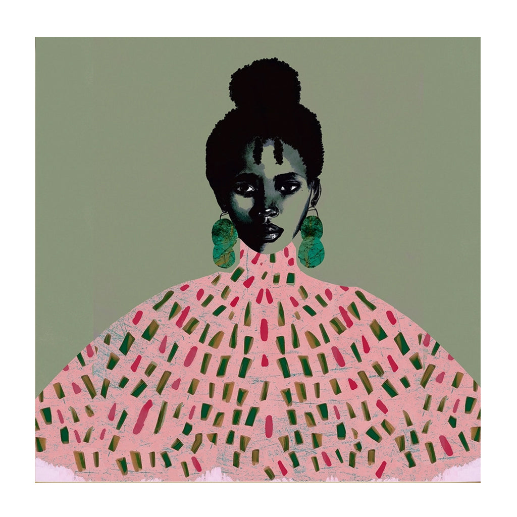 print_Black woman_pink dress
