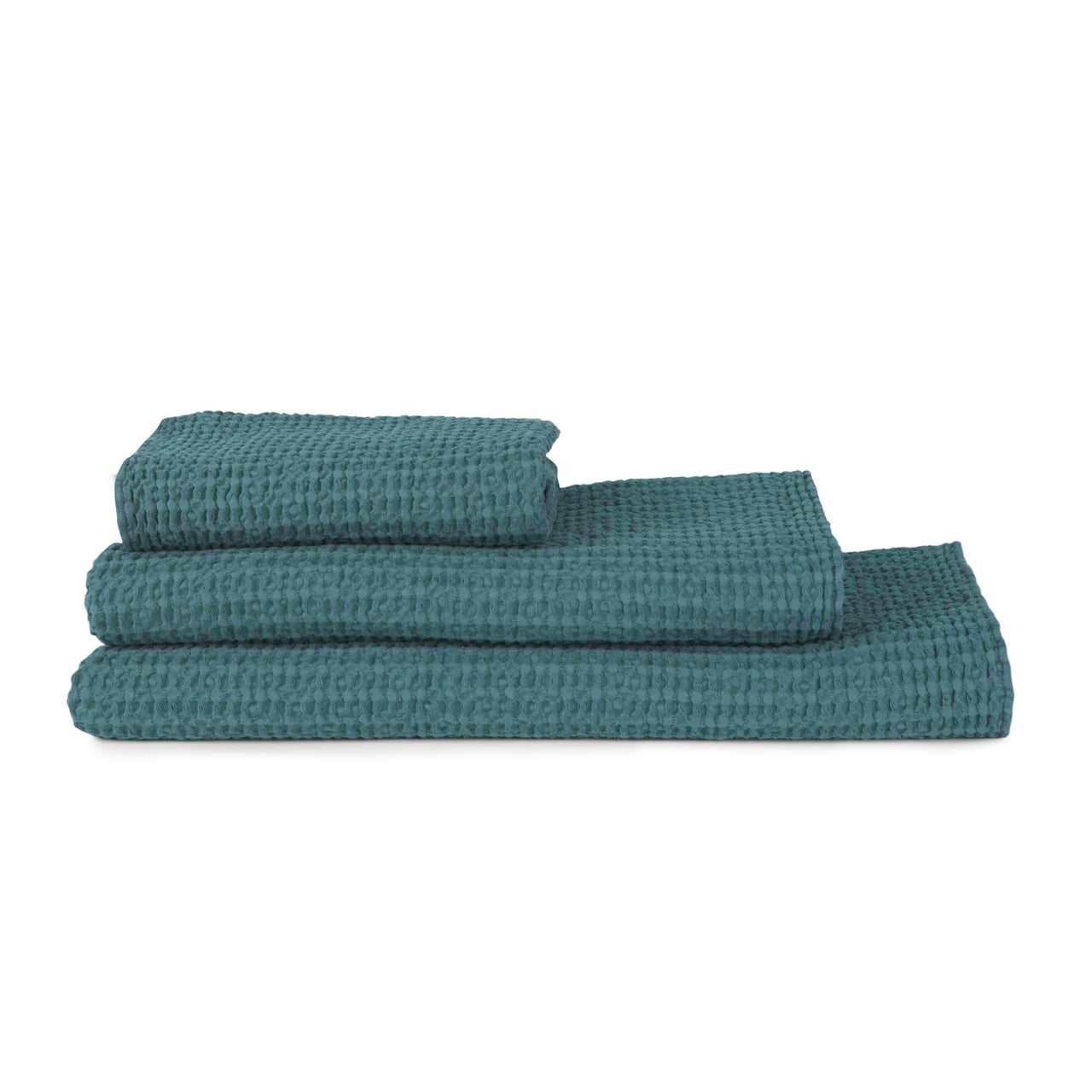 Simple Waffle Towels - Peacock