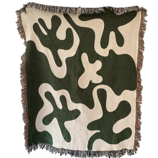 Dancing Shapes Throw- Forest Green