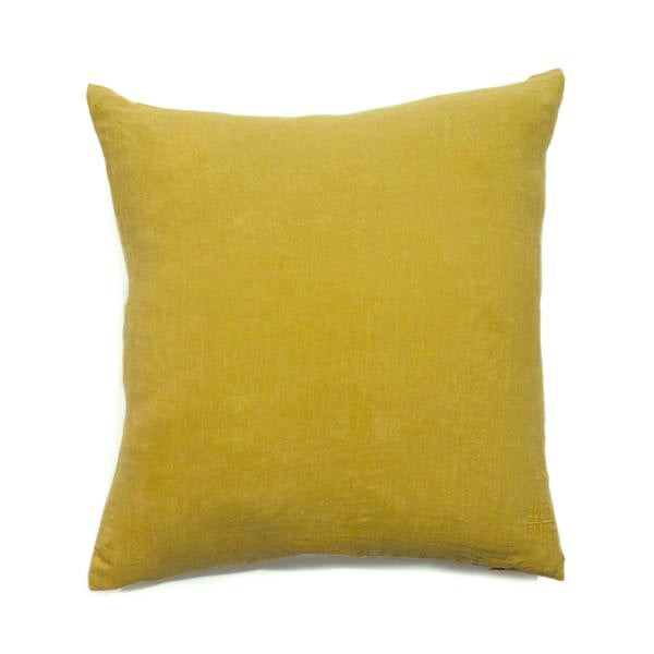 Simple Square Linen Pillow Mustard