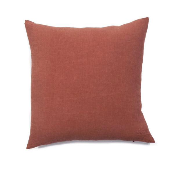 Simple Square Linen Pillow Terracotta