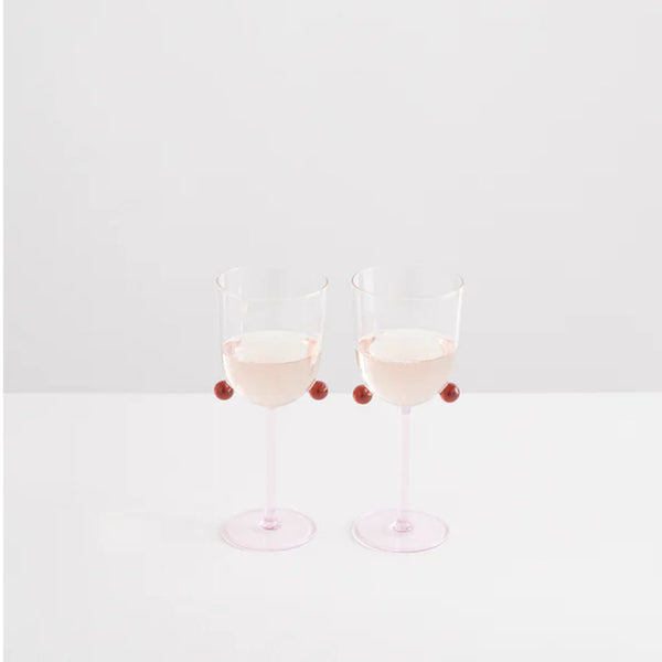 2 Pom Pom Wine Glasses