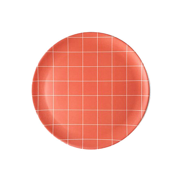Bamboo Side Plate - Red Grid